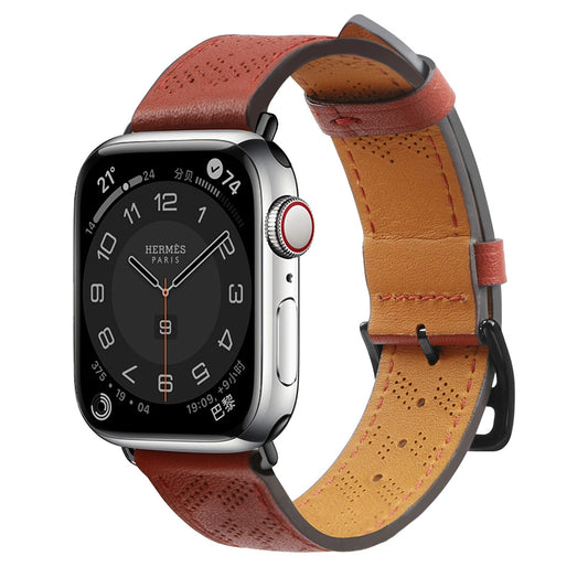 Strap Leather leather strap Apple Watch SE, 9, 8, 7, 6, 5, 4, 3, 2, 1 (41, 40, 38 mm) band bracelet red_0