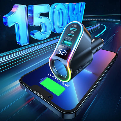 Joyroom fast car charger 4in1 USB-A QC3.0 / 2xUSB-C PD 150W black (JR-CL21)_3