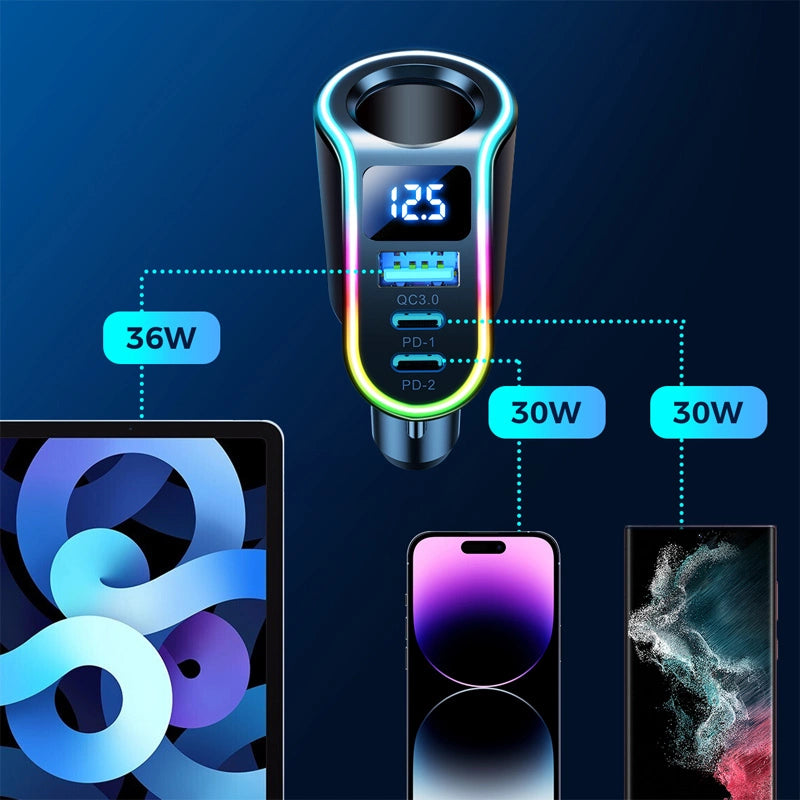 Joyroom fast car charger 4in1 USB-A QC3.0 / 2xUSB-C PD 150W black (JR-CL21)_5