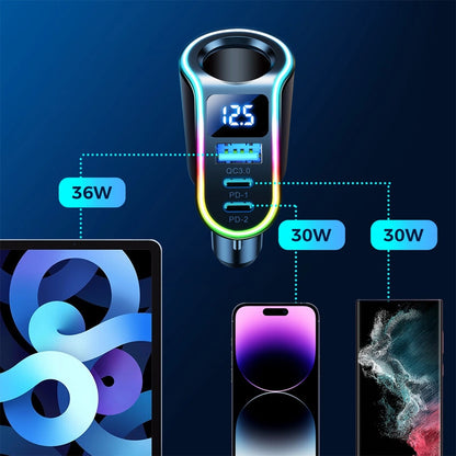 Joyroom fast car charger 4in1 USB-A QC3.0 / 2xUSB-C PD 150W black (JR-CL21)_5