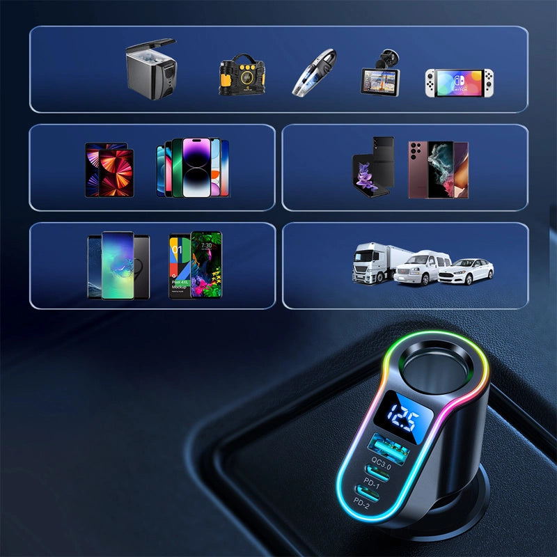 Joyroom fast car charger 4in1 USB-A QC3.0 / 2xUSB-C PD 150W black (JR-CL21)_7