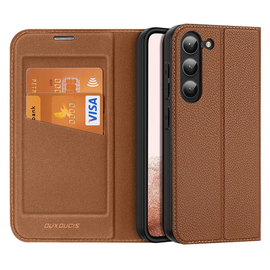 Dux Ducis Skin X2 case Samsung Galaxy S23+ flip case wallet stand brown_0