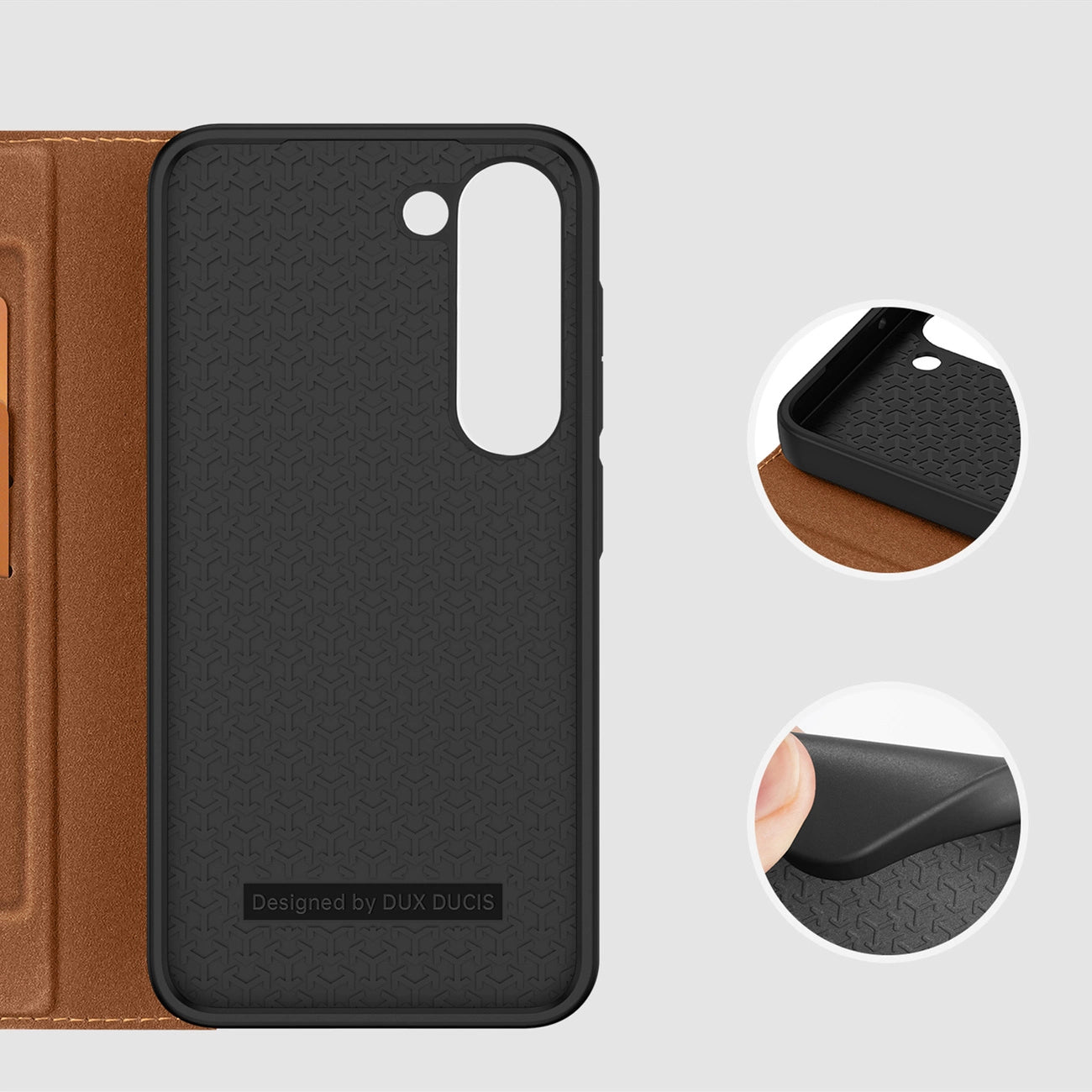 Dux Ducis Skin X2 case Samsung Galaxy S23+ flip case wallet stand brown_10