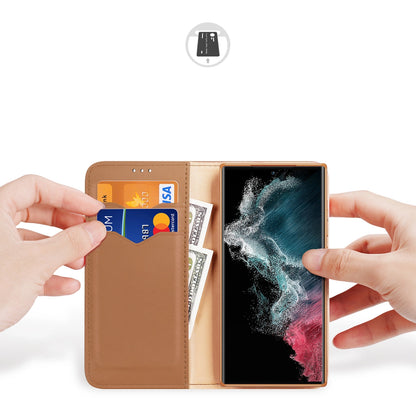 Dux Ducis Hivo Case for Samsung Galaxy S23 Ultra Flip Cover Wallet Stand RFID Blocking Brown_1