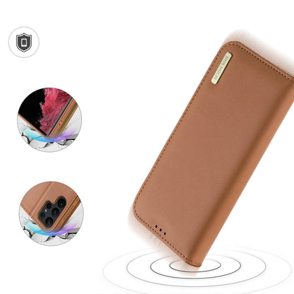 Dux Ducis Hivo Case for Samsung Galaxy S23 Ultra Flip Cover Wallet Stand RFID Blocking Brown_2