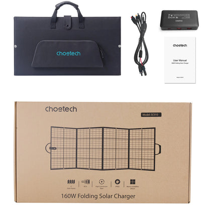 Choetech SC010 solar tourist charger, foldable, 160W - black_7