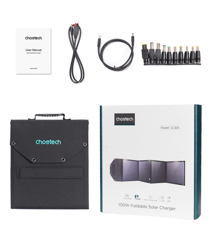 Choetech SC009-V2 solar foldable charger 100W USB-C / 2x USB-A PD QC - black_3