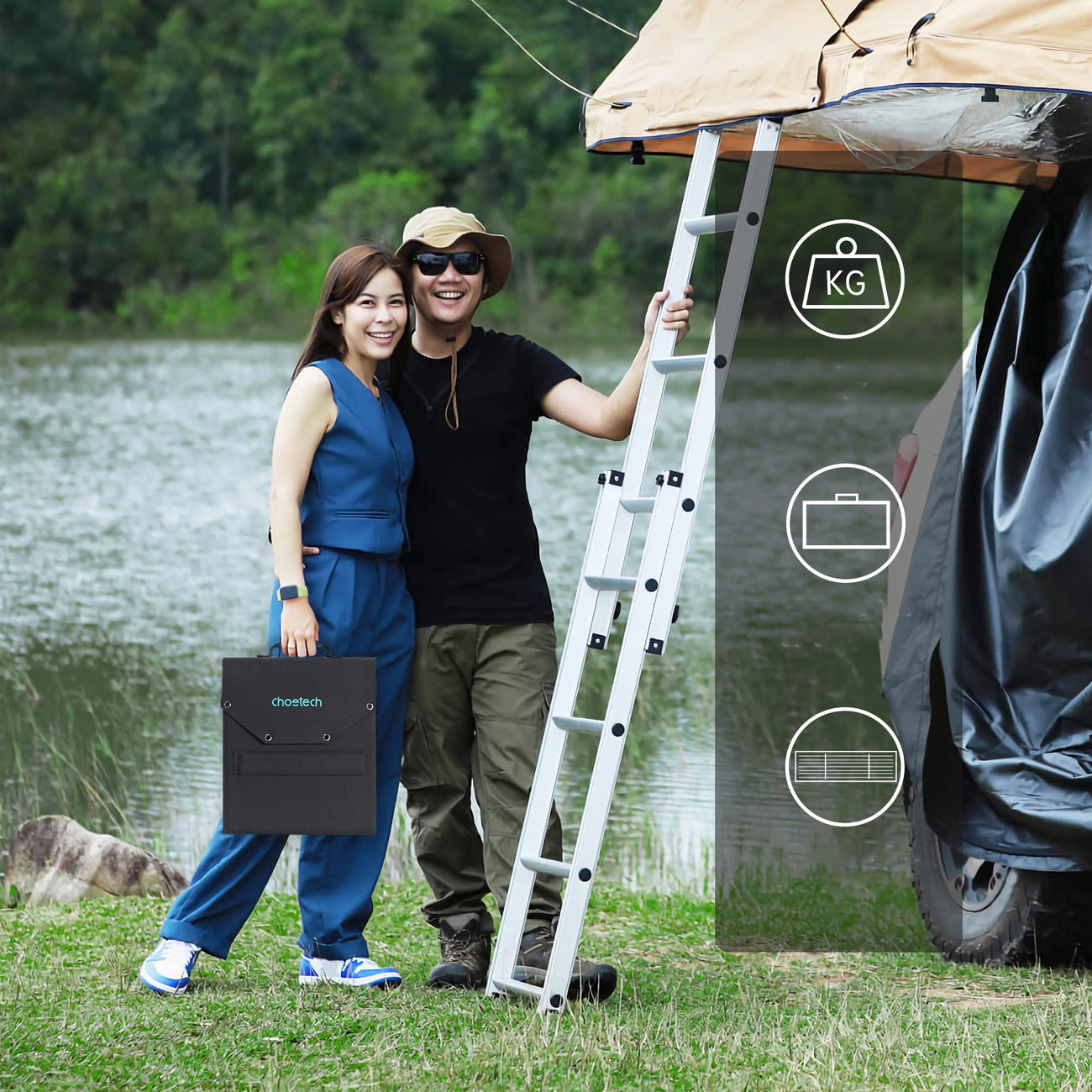 Choetech SC009-V2 solar foldable charger 100W USB-C / 2x USB-A PD QC - black_7