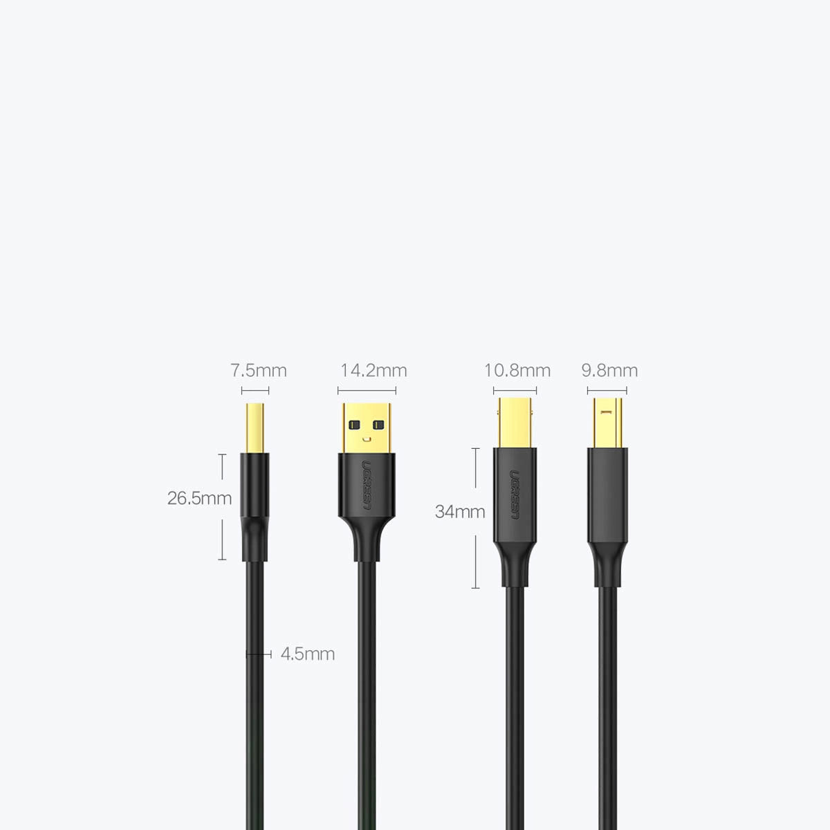 Ugreen printer cable USB-A - USB-B 480Mb/s 5m black (US135)_9