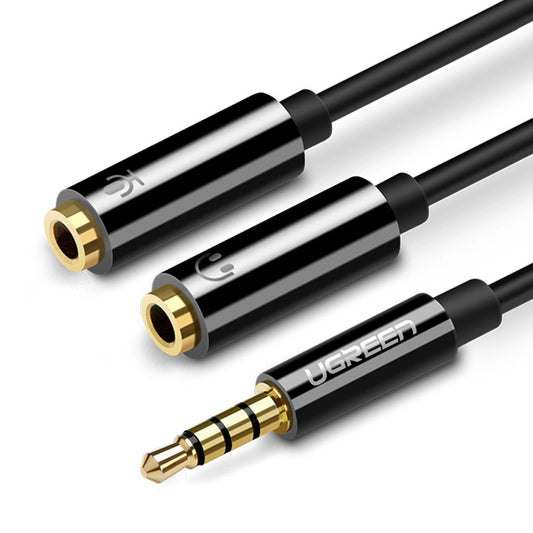 Ugreen cable cable headphone splitter mini jack 3.5 mm - 2 x mini jack 3.5 mm (microphone + stereo output) black (AV141)_0