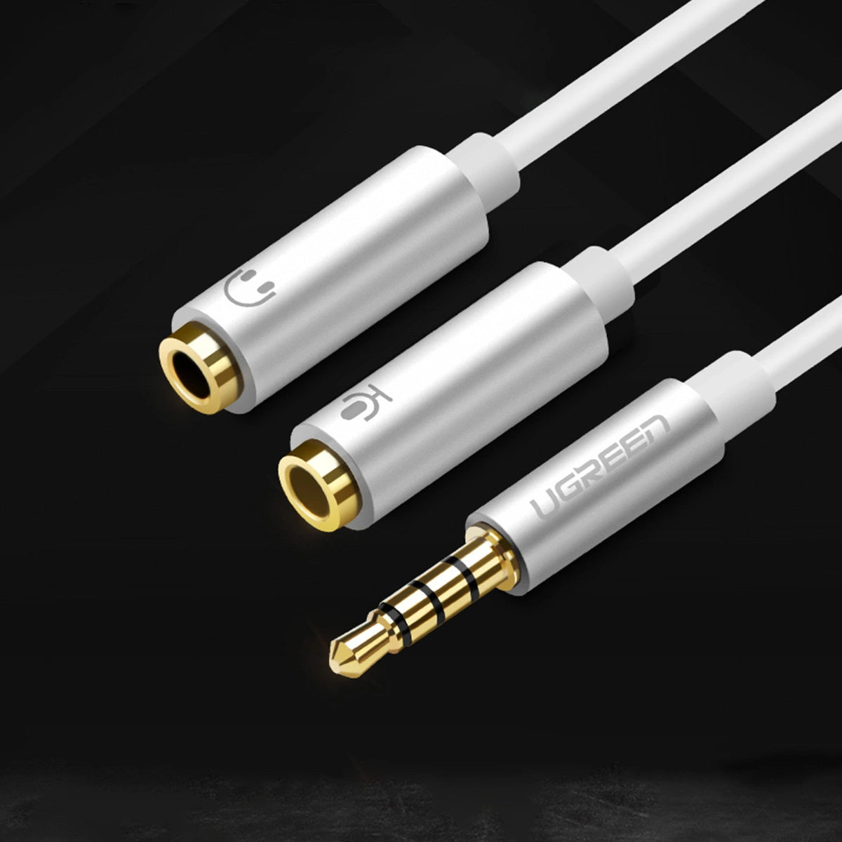 Ugreen cable cable headphone splitter mini jack 3.5 mm - 2 x mini jack 3.5 mm (microphone + stereo output) black (AV141)_1
