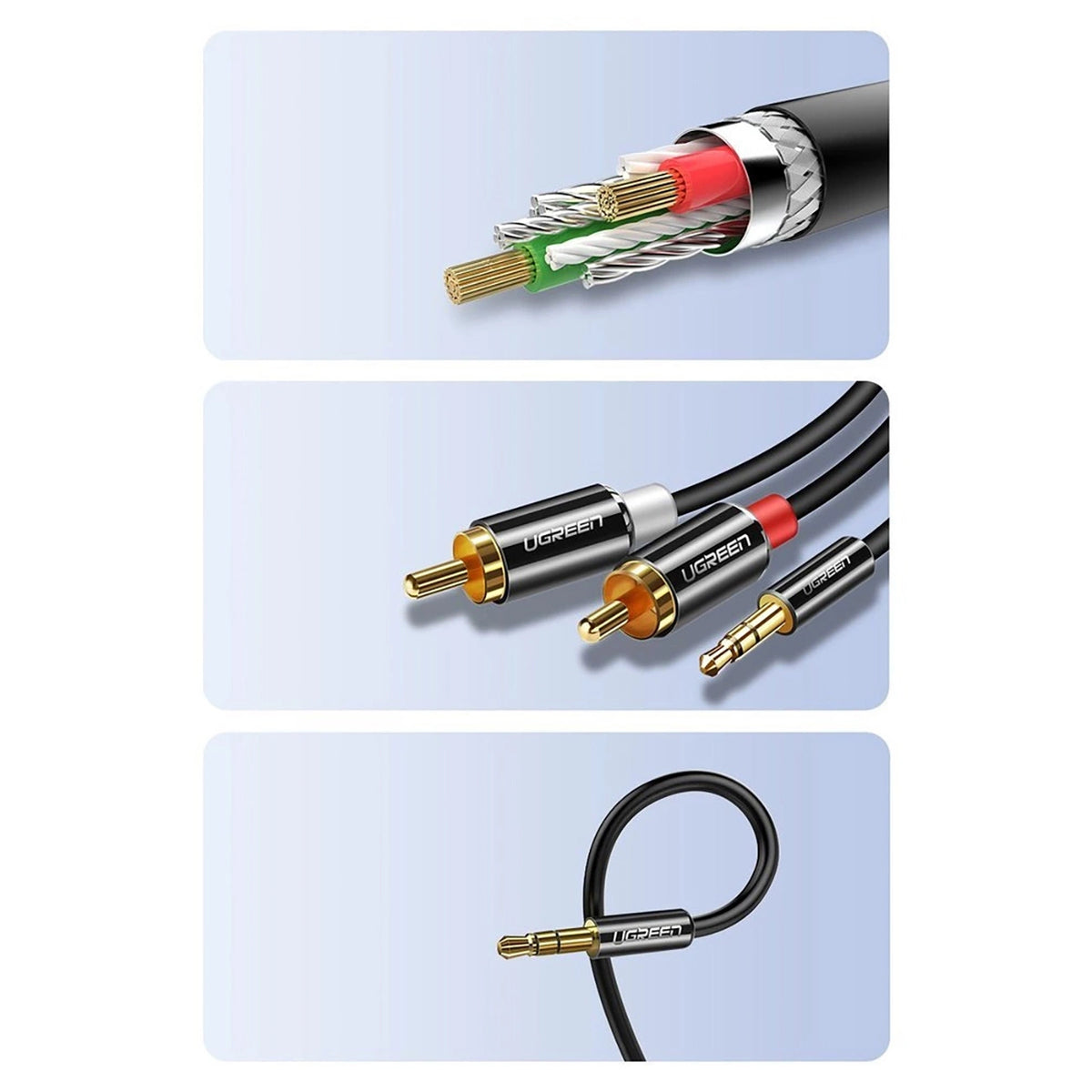 Ugreen AV116 10583 audio cable mini jack 3.5mm (male) / 2RCA (male) 1.5m - black_11