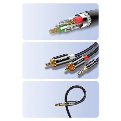 Ugreen AV116 10583 audio cable mini jack 3.5mm (male) / 2RCA (male) 1.5m - black_11