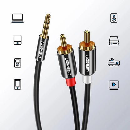 Ugreen AV116 10583 audio cable mini jack 3.5mm (male) / 2RCA (male) 1.5m - black_12