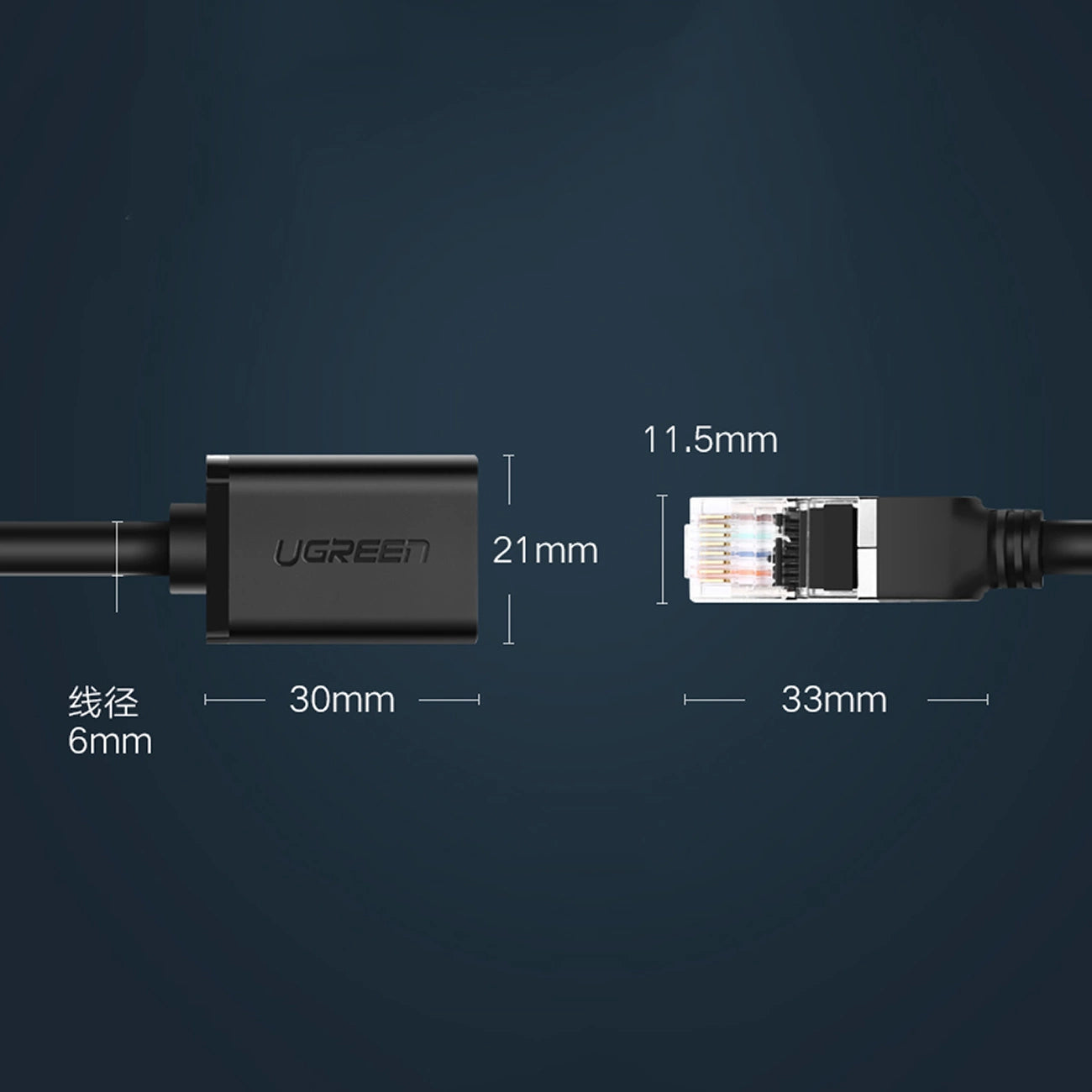 Ugreen NW112 11278 Network Ethernet Cable RJ45 (female) - RJ45 (male) F/UTP Cat. 6 1 Gbps 0.5m - black_8