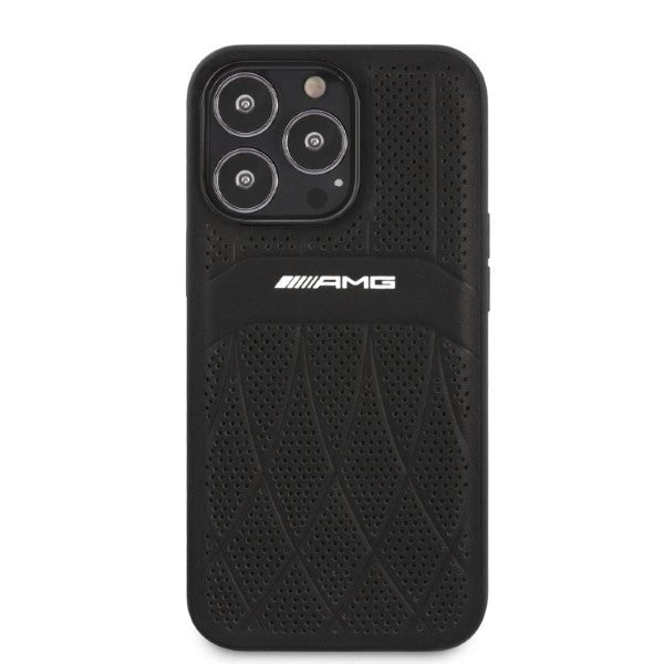 AMG AMHCP13LOSDBK iPhone 13 Pro / 13 6.1" black/black hardcase Leather Curved Lines_2