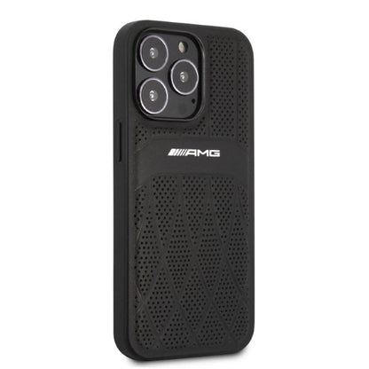 AMG AMHCP13LOSDBK iPhone 13 Pro / 13 6.1" black/black hardcase Leather Curved Lines_3