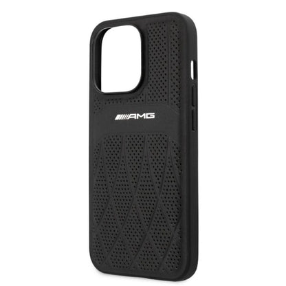 AMG AMHCP13LOSDBK iPhone 13 Pro / 13 6.1" black/black hardcase Leather Curved Lines_5