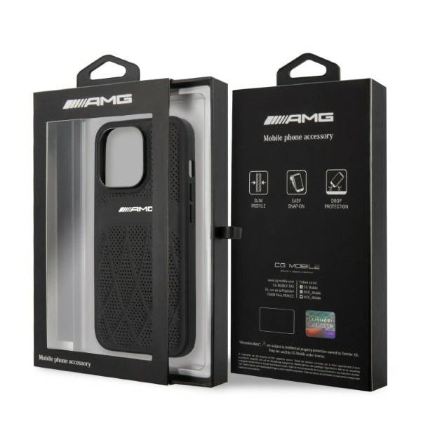 AMG AMHCP13LOSDBK iPhone 13 Pro / 13 6.1" black/black hardcase Leather Curved Lines_7