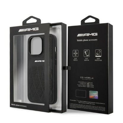 AMG AMHCP13LOSDBK iPhone 13 Pro / 13 6.1" black/black hardcase Leather Curved Lines_7