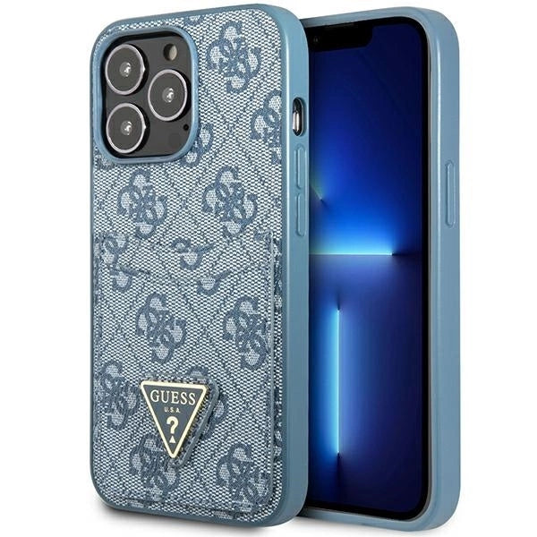 Guess 4G Triangle Logo Cardslot Case for iPhone 13 Pro / 13 - Blue_0