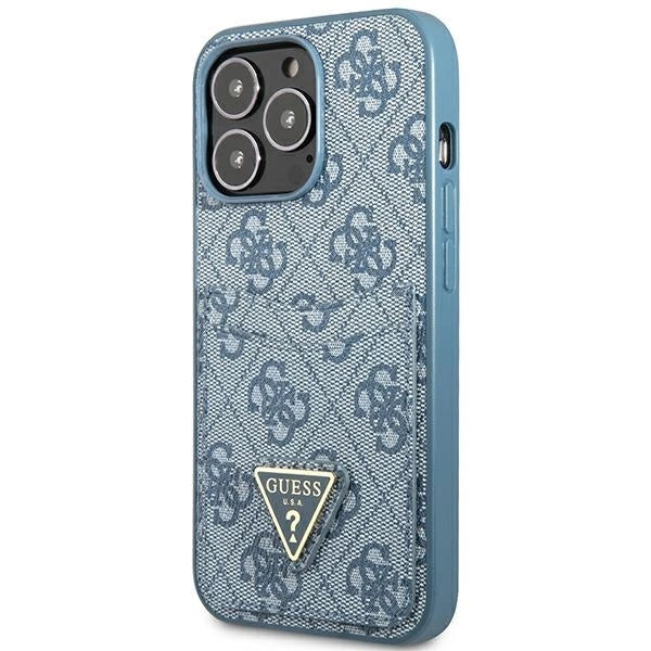 Guess 4G Triangle Logo Cardslot Case for iPhone 13 Pro / 13 - Blue_1