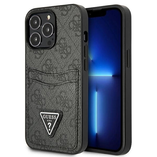 Guess GUHCP13LP4TPK iPhone 13 Pro / 13 6.1" black/black hardcase 4G Triangle Logo Cardslot_0