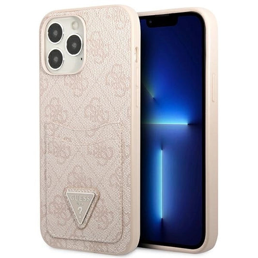 Guess 4G Triangle Logo Cardslot Case for iPhone 13 Pro / 13 - Pink_0