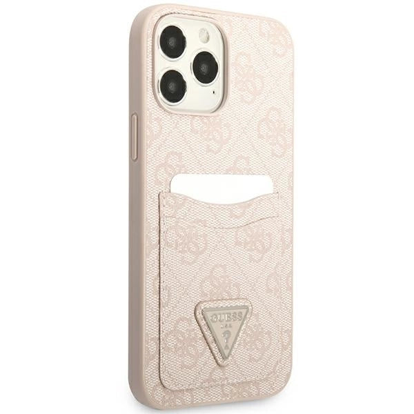 Guess 4G Triangle Logo Cardslot Case for iPhone 13 Pro / 13 - Pink_3