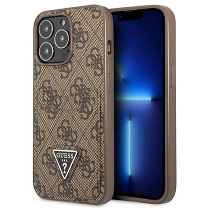 Guess 4G Triangle Logo Cardslot Case for iPhone 13 Pro / 13 - Brown_0
