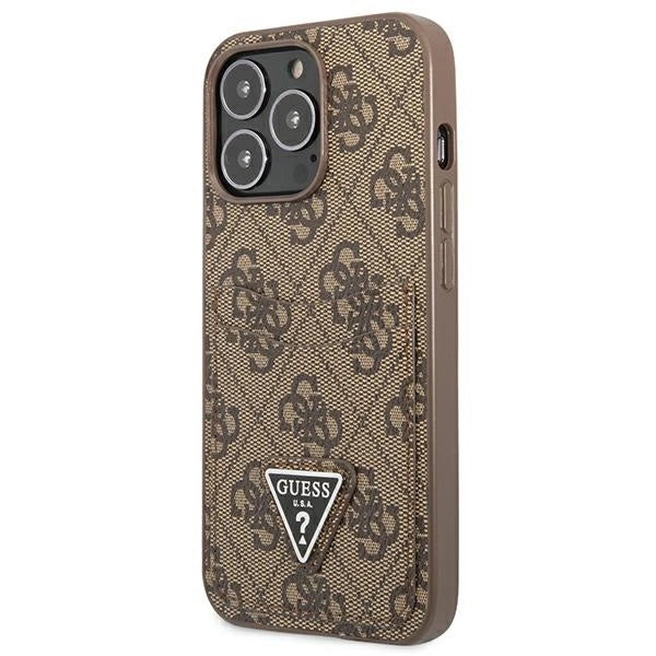 Guess 4G Triangle Logo Cardslot Case for iPhone 13 Pro / 13 - Brown_1