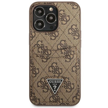 Guess 4G Triangle Logo Cardslot Case for iPhone 13 Pro / 13 - Brown_2