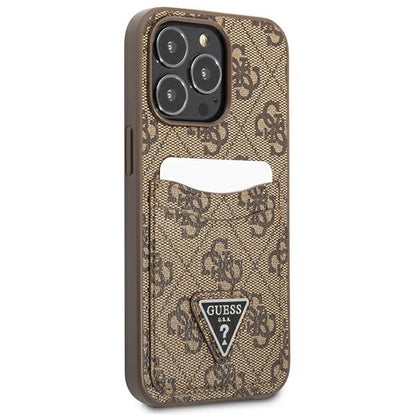 Guess 4G Triangle Logo Cardslot Case for iPhone 13 Pro / 13 - Brown_3