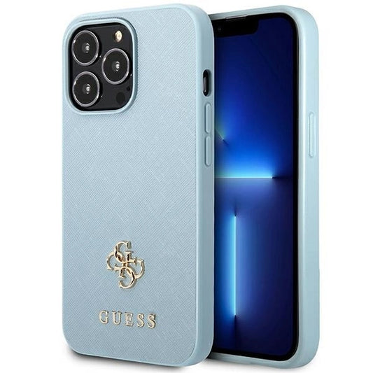 Guess Saffiano 4G Small Metal Logo Case for iPhone 13 Pro / 13 - Blue_0