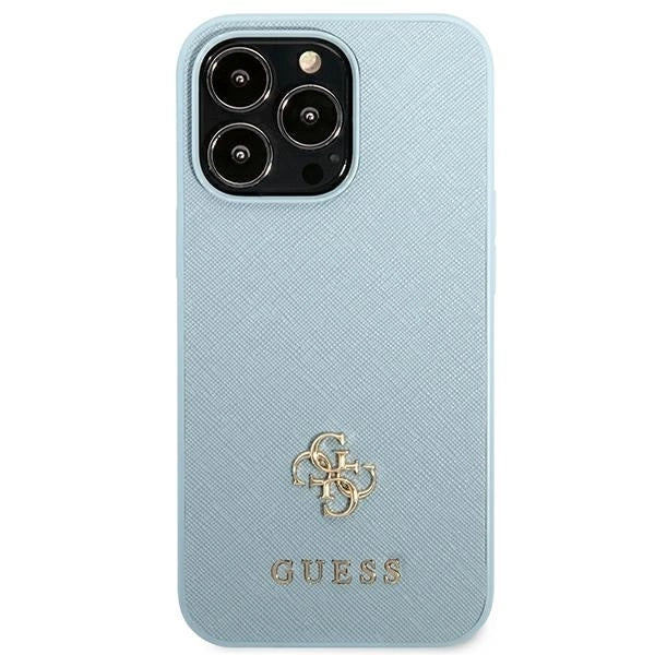 Guess Saffiano 4G Small Metal Logo Case for iPhone 13 Pro / 13 - Blue_2