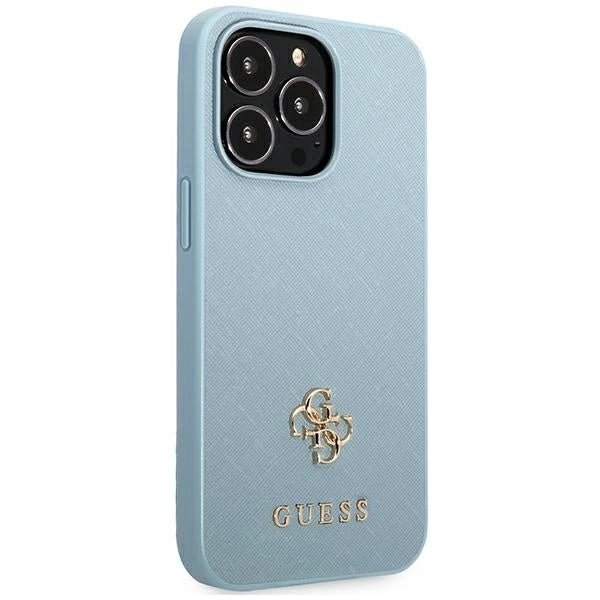 Guess Saffiano 4G Small Metal Logo Case for iPhone 13 Pro / 13 - Blue_3