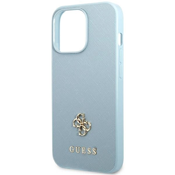 Guess Saffiano 4G Small Metal Logo Case for iPhone 13 Pro / 13 - Blue_5