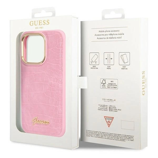 Guess Croco Collection case for iPhone 14 Pro - pink_7