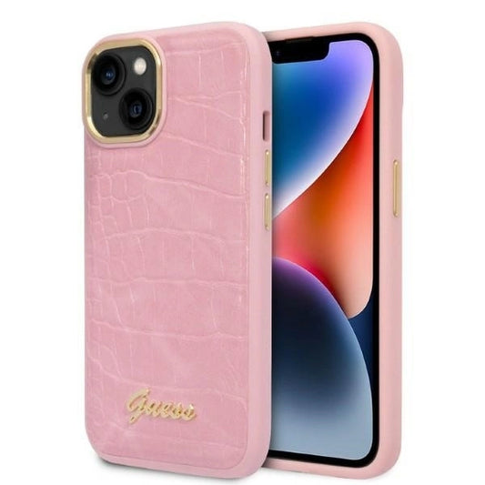 Guess Croco Collection case for iPhone 14 - pink_0