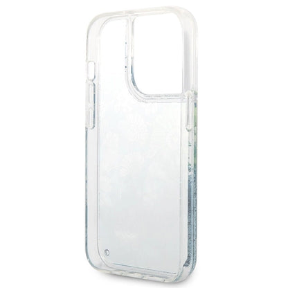 Guess Flower Liquid Glitter case for iPhone 14 Pro Max - green_6