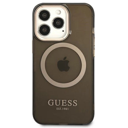 Guess Gold Outline Translucent MagSafe Case for iPhone 13 Pro / iPhone 13 - Black_2