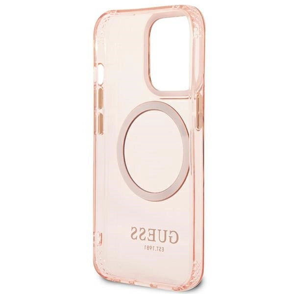 Guess GUHMP13LHTCMP iPhone 13 Pro / 13 6.1" pink/pink hard case Gold Outline Translucent MagSafe_6