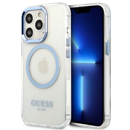 Etui Guess Metal Outline MagSafe na iPhone 13 Pro / iPhone 13 - niebieskie_0