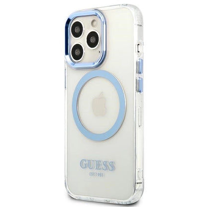 Etui Guess Metal Outline MagSafe na iPhone 13 Pro / iPhone 13 - niebieskie_1