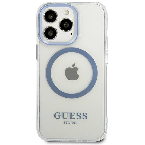 Etui Guess Metal Outline MagSafe na iPhone 13 Pro / iPhone 13 - niebieskie_2