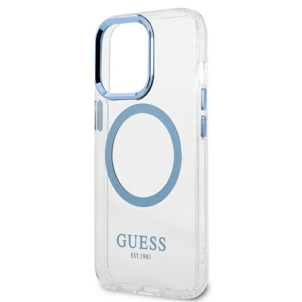 Etui Guess Metal Outline MagSafe na iPhone 13 Pro / iPhone 13 - niebieskie_5