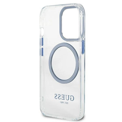 Etui Guess Metal Outline MagSafe na iPhone 13 Pro / iPhone 13 - niebieskie_6