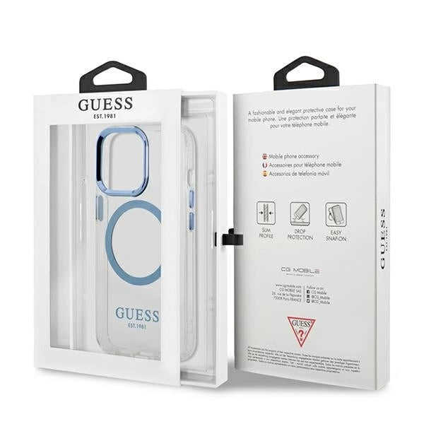Etui Guess Metal Outline MagSafe na iPhone 13 Pro / iPhone 13 - niebieskie_7