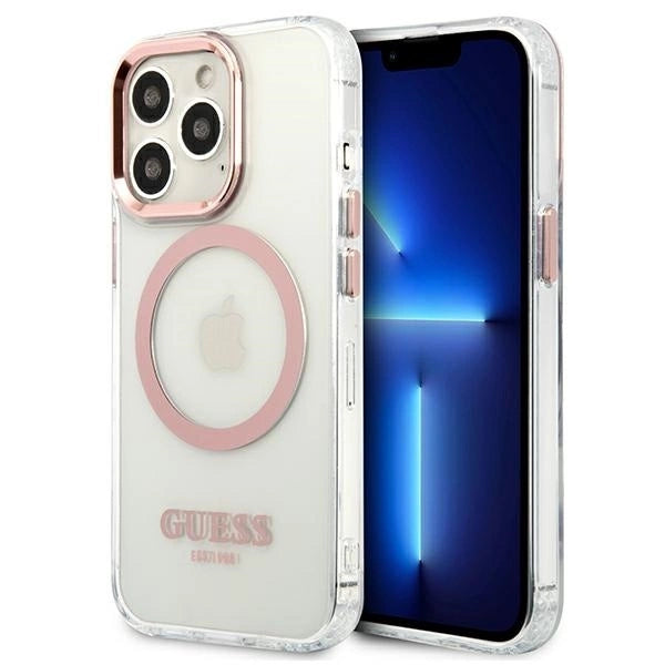 Etui Guess Metal Outline MagSafe na iPhone 13 Pro / iPhone 13 - różowe_0