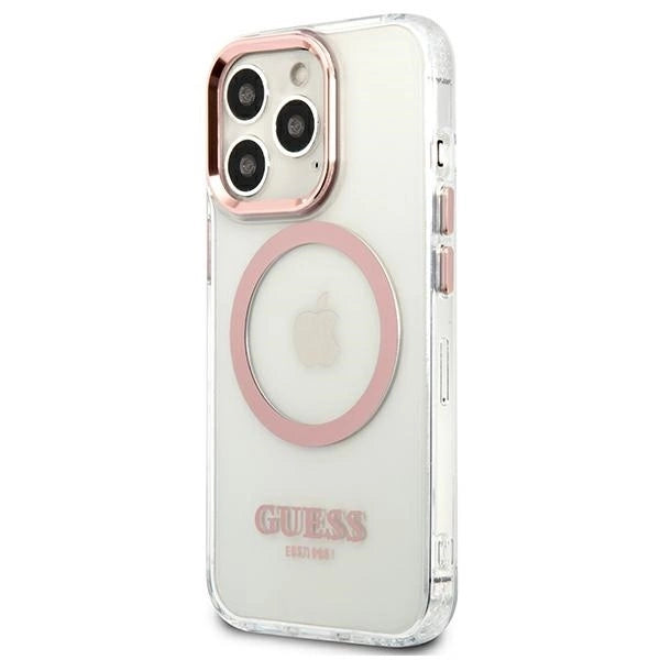 Etui Guess Metal Outline MagSafe na iPhone 13 Pro / iPhone 13 - różowe_1